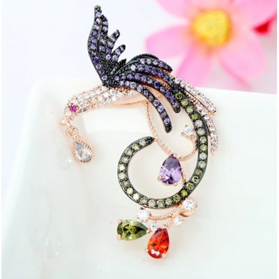 Women Copper Inlaid 3A Zircon Brooch For Cloth Decoration